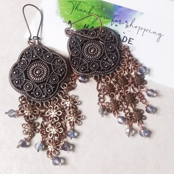 Hand Crafted Jewelry 4 Shoulder Dusters Copper Sparkling Crystal